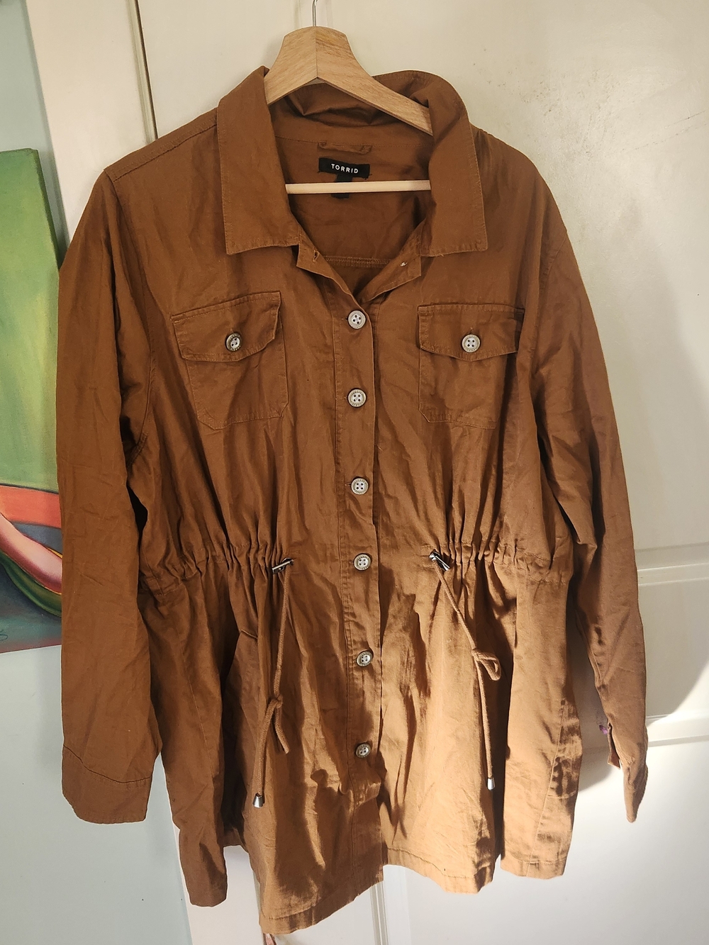 torrid Rust Brown Drawstring Waist Utility Jacket